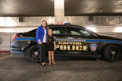 Constituent Kaley Bastine joins Senator Lindsey Williams for a tour of the Capitol Police facility. Kaley has raised over $10,000 for the Harrison Police Department in 2019.