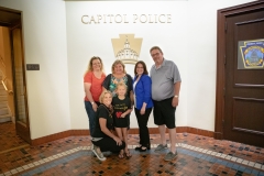 Constituent Kaley Bastine joins Senator Lindsey Williams for a tour of the Capitol Police facility. Kaley has raised over $10,000 for the Harrison Police Department in 2019.