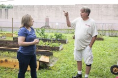 August 10, 2023: Sen. Lindsey Williams, joined by state Rep. Mandy Steele, toured several community gardens in her district yesterday.  Local volunteer Drew Jonczak explained the challenges facing urban agriculture efforts, including destructive wildlife, vandalism and an aging volunteer base.