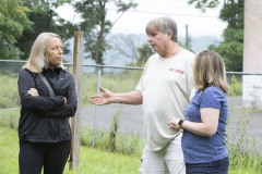 August 10, 2023: Sen. Lindsey Williams, joined by state Rep. Mandy Steele, toured several community gardens in her district yesterday.  Local volunteer Drew Jonczak explained the challenges facing urban agriculture efforts, including destructive wildlife, vandalism and an aging volunteer base.