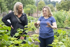 August 10, 2023: Sen. Lindsey Williams, joined by state Rep. Mandy Steele, toured several community gardens in her district yesterday.  Local volunteer Drew Jonczak explained the challenges facing urban agriculture efforts, including destructive wildlife, vandalism and an aging volunteer base.