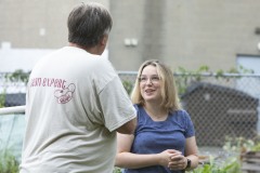 August 10, 2023: Sen. Lindsey Williams, joined by state Rep. Mandy Steele, toured several community gardens in her district yesterday.  Local volunteer Drew Jonczak explained the challenges facing urban agriculture efforts, including destructive wildlife, vandalism and an aging volunteer base.