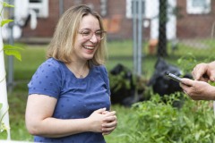 August 10, 2023: Sen. Lindsey Williams, joined by state Rep. Mandy Steele, toured several community gardens in her district yesterday.  Local volunteer Drew Jonczak explained the challenges facing urban agriculture efforts, including destructive wildlife, vandalism and an aging volunteer base.