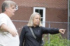 August 10, 2023: Sen. Lindsey Williams, joined by state Rep. Mandy Steele, toured several community gardens in her district yesterday.  Local volunteer Drew Jonczak explained the challenges facing urban agriculture efforts, including destructive wildlife, vandalism and an aging volunteer base.