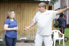 August 10, 2023: Sen. Lindsey Williams, joined by state Rep. Mandy Steele, toured several community gardens in her district yesterday.  Local volunteer Drew Jonczak explained the challenges facing urban agriculture efforts, including destructive wildlife, vandalism and an aging volunteer base.