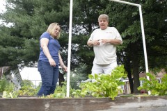 August 10, 2023: Sen. Lindsey Williams, joined by state Rep. Mandy Steele, toured several community gardens in her district yesterday.  Local volunteer Drew Jonczak explained the challenges facing urban agriculture efforts, including destructive wildlife, vandalism and an aging volunteer base.