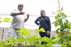 August 10, 2023: Sen. Lindsey Williams, joined by state Rep. Mandy Steele, toured several community gardens in her district yesterday.  Local volunteer Drew Jonczak explained the challenges facing urban agriculture efforts, including destructive wildlife, vandalism and an aging volunteer base.