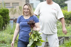 August 10, 2023: Sen. Lindsey Williams, joined by state Rep. Mandy Steele, toured several community gardens in her district yesterday.  Local volunteer Drew Jonczak explained the challenges facing urban agriculture efforts, including destructive wildlife, vandalism and an aging volunteer base.