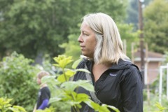 August 10, 2023: Sen. Lindsey Williams, joined by state Rep. Mandy Steele, toured several community gardens in her district yesterday.  Local volunteer Drew Jonczak explained the challenges facing urban agriculture efforts, including destructive wildlife, vandalism and an aging volunteer base.