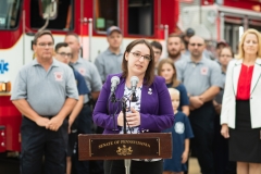 August 26, 2019: Senator Lindsey Williams and Representative Lori Mizgorski joined State Fire Commissioner Bruce Trego and other local elected officials from Shaler Township for the presentation of a $200,000 check to the Elfinwild Volunteer Fire Company. This funding is provided through the Volunteer Loan Assistance Program (VLAP).