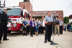 August 26, 2019: Senator Lindsey Williams and Representative Lori Mizgorski joined State Fire Commissioner Bruce Trego and other local elected officials from Shaler Township for the presentation of a $200,000 check to the Elfinwild Volunteer Fire Company. This funding is provided through the Volunteer Loan Assistance Program (VLAP).