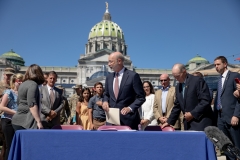 July 1, 2019: Senator Lindsey Williams joins Governor Tom Wolf as he signed a bill that will give family members of those in the Pennsylvania National Guard education opportunities. The bill will allow for free or reduced cost college education.