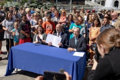 July 1, 2019: Senator Lindsey Williams joins Governor Tom Wolf as he signed a bill that will give family members of those in the Pennsylvania National Guard education opportunities. The bill will allow for free or reduced cost college education.