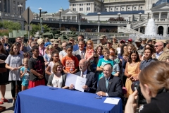 July 1, 2019: Senator Lindsey Williams joins Governor Tom Wolf as he signed a bill that will give family members of those in the Pennsylvania National Guard education opportunities. The bill will allow for free or reduced cost college education.