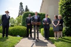 May 9, 2019: Senator Lindsey Williams joins fellow members of the Pennsylvania House and Senate outside the Tree of Life Synagogue in the Squirrel Hill neighborhood of Pittsburgh to announce plans for legislation that will address hate crimes.