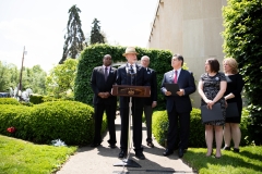 May 9, 2019: Senator Lindsey Williams joins fellow members of the Pennsylvania House and Senate outside the Tree of Life Synagogue in the Squirrel Hill neighborhood of Pittsburgh to announce plans for legislation that will address hate crimes.