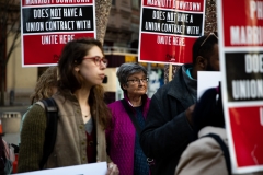 April 4, 2019 – Senator Lindsey Williams  stands with POWER Interfaith, UNITE HERE and other supporters of the Marriott hotel workers seeking better working conditions.
