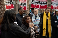 April 4, 2019 – Senator Lindsey Williams  stands with POWER Interfaith, UNITE HERE and other supporters of the Marriott hotel workers seeking better working conditions.