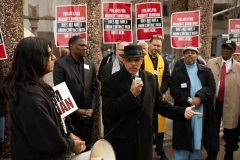 April 4, 2019 – Senator Lindsey Williams  stands with POWER Interfaith, UNITE HERE and other supporters of the Marriott hotel workers seeking better working conditions.