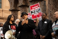 April 4, 2019 – Senator Lindsey Williams  stands with POWER Interfaith, UNITE HERE and other supporters of the Marriott hotel workers seeking better working conditions.