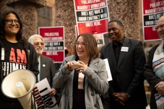 April 4, 2019 – Senator Lindsey Williams  stands with POWER Interfaith, UNITE HERE and other supporters of the Marriott hotel workers seeking better working conditions.