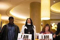 April 4, 2019 – Senator Lindsey Williams  stands with POWER Interfaith, UNITE HERE and other supporters of the Marriott hotel workers seeking better working conditions.