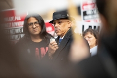 April 4, 2019 – Senator Lindsey Williams  stands with POWER Interfaith, UNITE HERE and other supporters of the Marriott hotel workers seeking better working conditions.