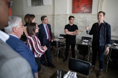 May 23, 2019: Senator Lindsey Williams visits Bar Marco in the Strip District as part of the Real Jobs, Real Pay Tour. This location was chosen because it is a perfect example of a business doing the right thing for their employees and paying a not only a minimum wage, but a living wage.