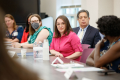May 12, 2022 − Department of Human Services (DHS) Acting Secretary Meg Snead today joined Senate Minority Leader Jay Costa, Senator Lindsey Williams, leadership from the Jewish Family and Community Services Pittsburgh and other refugee resettlement service providers in the Pittsburgh region to recognize the critical humanitarian work organizations do in support of refugees and resettlement in Pennsylvania.