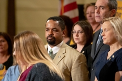 March 20, 2019: Senator Lindsey Williams joins Senator Maria Collett, RN, Rep. Gene DiGirolamo and fellow legislators for a press conference announcing legislation to set safe nurse-to-patient limits in Pennsylvania hospitals.