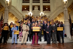 March 20, 2019: Senator Lindsey Williams joins Senator Maria Collett, RN, Rep. Gene DiGirolamo and fellow legislators for a press conference announcing legislation to set safe nurse-to-patient limits in Pennsylvania hospitals.