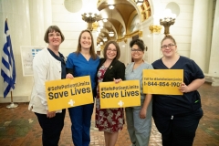 March 20, 2019: Senator Lindsey Williams joins Senator Maria Collett, RN, Rep. Gene DiGirolamo and fellow legislators for a press conference announcing legislation to set safe nurse-to-patient limits in Pennsylvania hospitals.