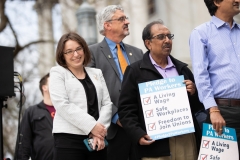 April 9, 2019: Senator Lindsey Williams joins SEIU at state Capitol rally for better workers' rights.