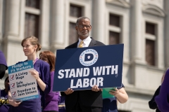 April 9, 2019: Senator Lindsey Williams joins SEIU at state Capitol rally for better workers' rights.