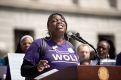 April 9, 2019: Senator Lindsey Williams joins SEIU at state Capitol rally for better workers' rights.