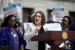April 9, 2019: Senator Lindsey Williams joins SEIU at state Capitol rally for better workers' rights.
