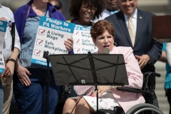 April 9, 2019: Senator Lindsey Williams joins SEIU at state Capitol rally for better workers' rights.