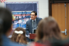 April 19, 2022: Senator Lindsey Williams joins Shaler Area High School Students and  Pennsylvania Department of Education (PDE) Secretary Noe Ortega to celebrate Student Advocacy.