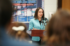 April 19, 2022: Senator Lindsey Williams joins Shaler Area High School Students and  Pennsylvania Department of Education (PDE) Secretary Noe Ortega to celebrate Student Advocacy.