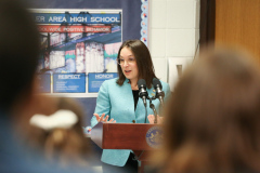 April 19, 2022: Senator Lindsey Williams joins Shaler Area High School Students and  Pennsylvania Department of Education (PDE) Secretary Noe Ortega to celebrate Student Advocacy.