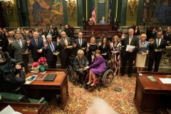 January 1, 2019: Senator Lindsey Williams is sworn  into her 1st term in the Pennsylvania State Senate.