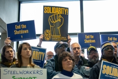 January 18, 2019: Sens.  Lindsey Williams and Jay Costa join TSA workers to rally against government shutdown.