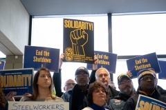 January 18, 2019: Sens.  Lindsey Williams and Jay Costa join TSA workers to rally against government shutdown.