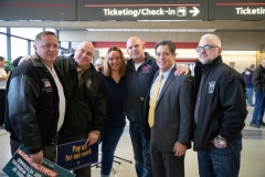 January 18, 2019: Sens.  Lindsey Williams and Jay Costa join TSA workers to rally against government shutdown.