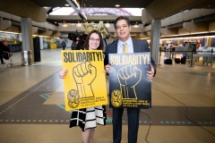 January 18, 2019: Sens.  Lindsey Williams and Jay Costa join TSA workers to rally against government shutdown.