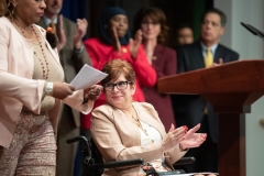 March 26, 2019: Senator Lindsey Williams joins fellow democrats today to introduce a package of legislation to curb workplace harassment.