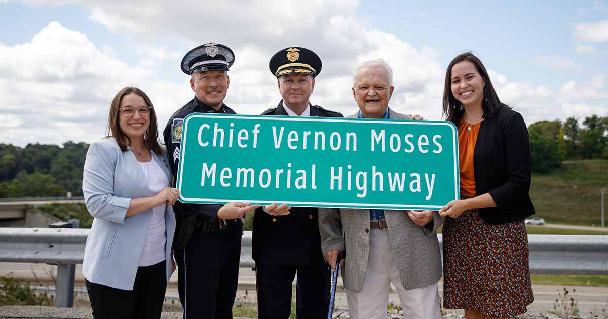 Senator Lindsey Williams, Rep. Emily Kinkead, Local Leaders, and Family Dedicate Chief Vernon Moses Memorial Highway in Ross Township