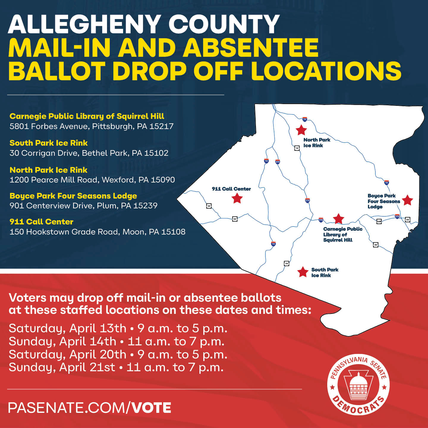 Allegheny County Ballot Drop Off Locations