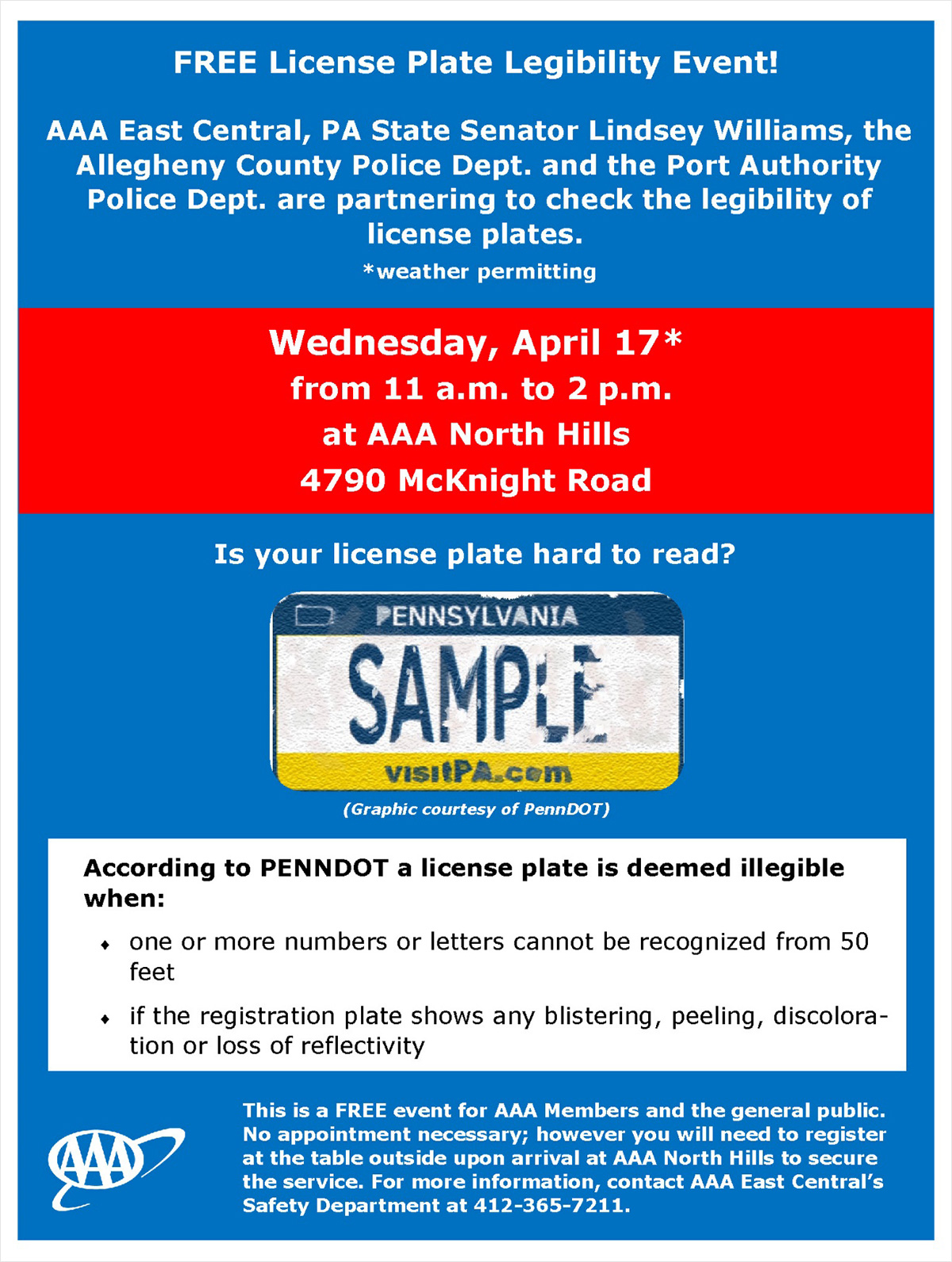 Free License Plate Legibility Event - April 17, 2024