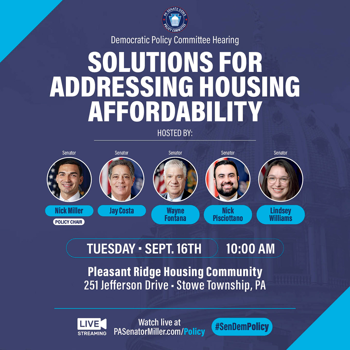 Policy Committee Hearing on Solutions for Addressing Housing Affordability - September 16, 2025